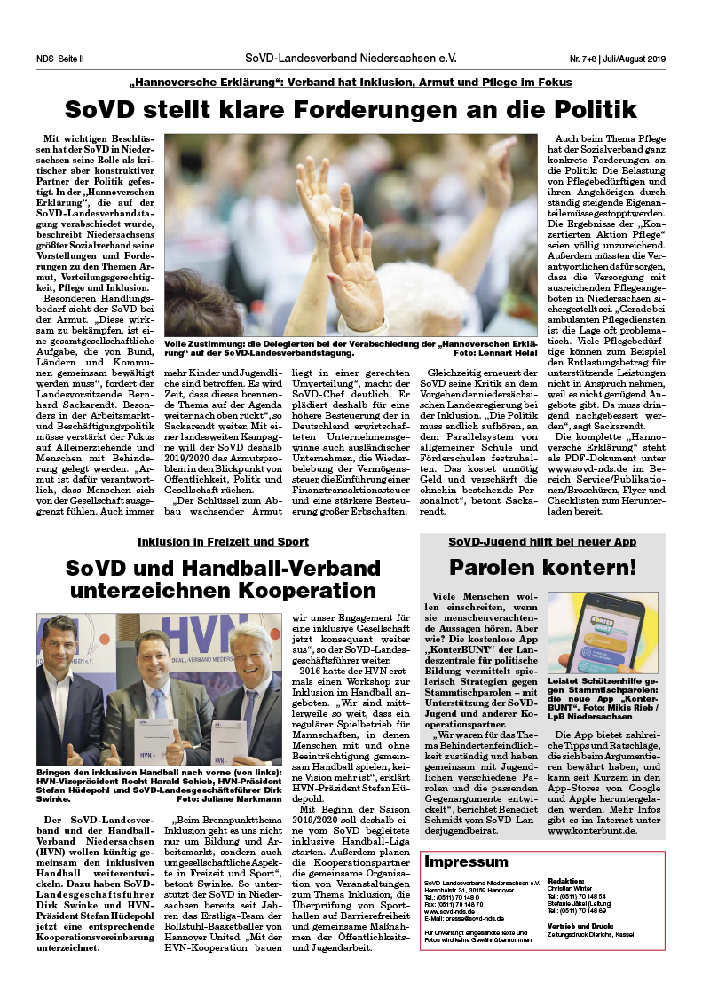 SoVD Zeitung; Ausgabe Nr.7/Juli 2019 - Seite 2