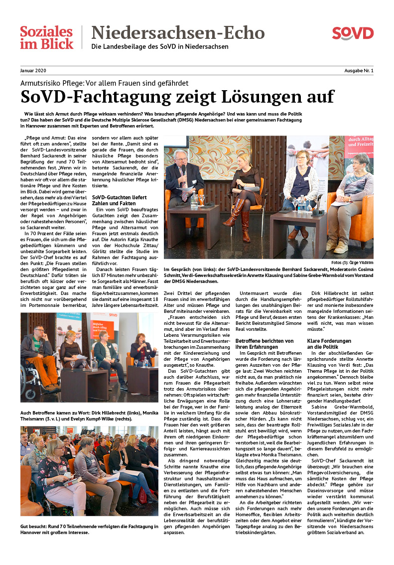 SoVD Zeitung; Ausgabe Nr.1/Januar 2020 - Seite 1