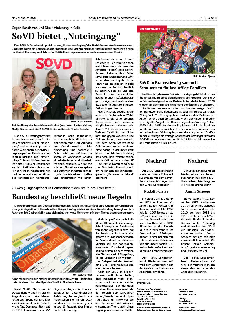 SoVD Zeitung; Ausgabe Nr.2/Februar 2020 - Seite 3