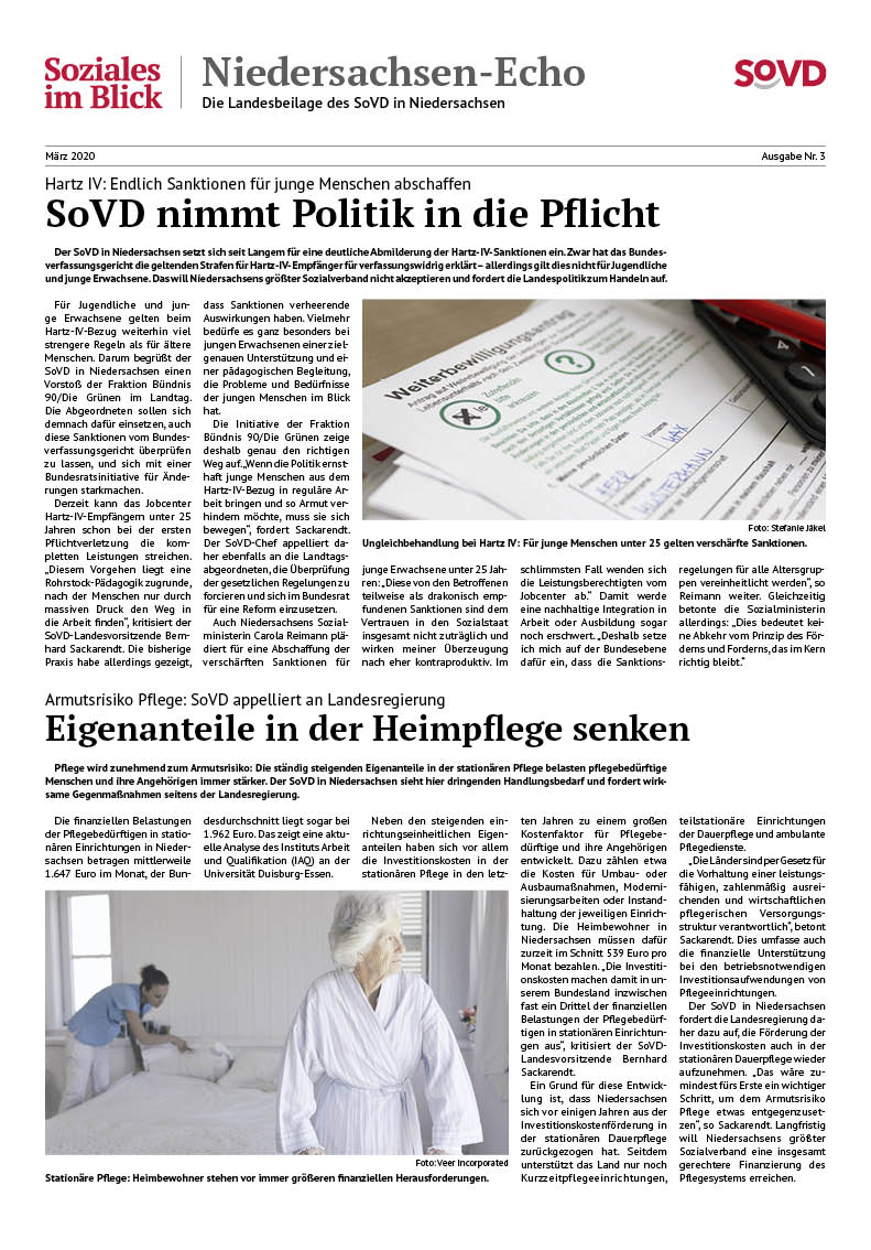 SoVD Zeitung; Ausgabe Nr.3/März 2020 - Seite 1