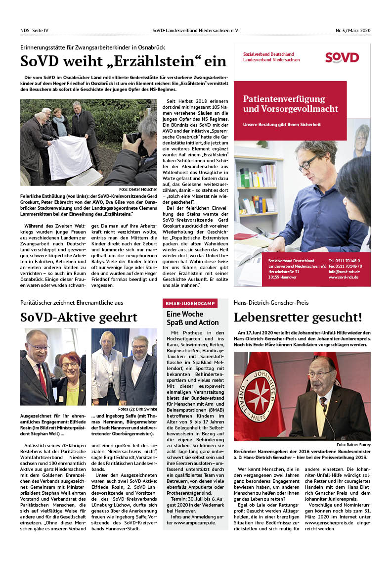 SoVD Zeitung; Ausgabe Nr.3/März 2020 - Seite 4