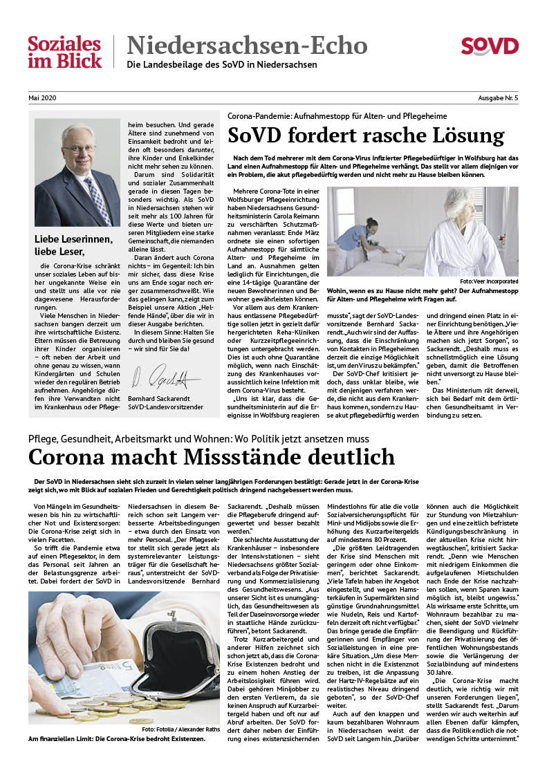 SoVD Zeitung; Ausgabe Nr.5/Mai 2020 - Gesamt