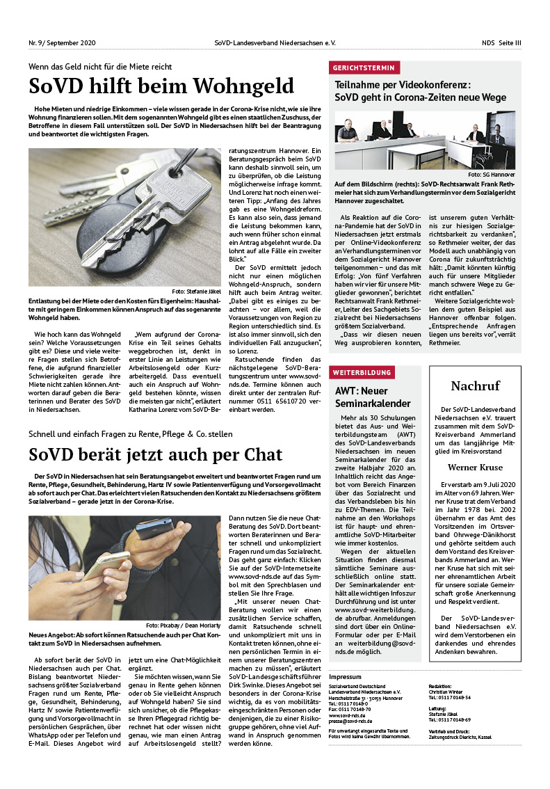 SoVD Zeitung; Ausgabe Nr.9/September 2020 - Seite 3