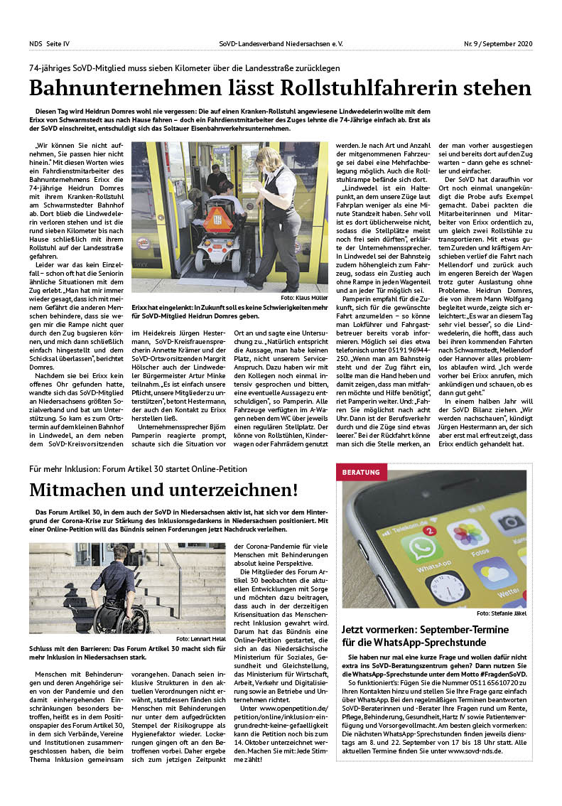 SoVD Zeitung; Ausgabe Nr.9/September 2020 - Seite 4