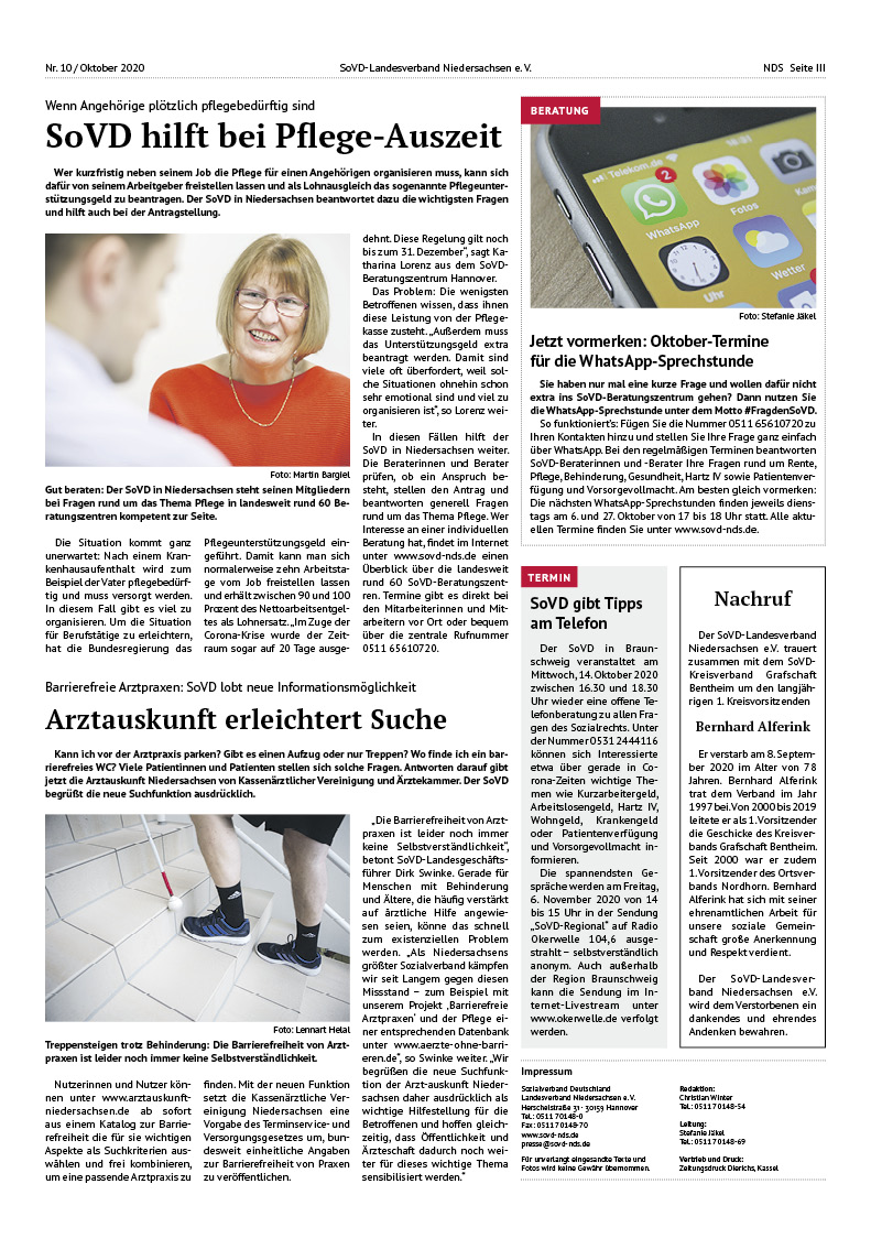 SoVD Zeitung; Ausgabe Nr.10/Oktober 2020 - Seite 3