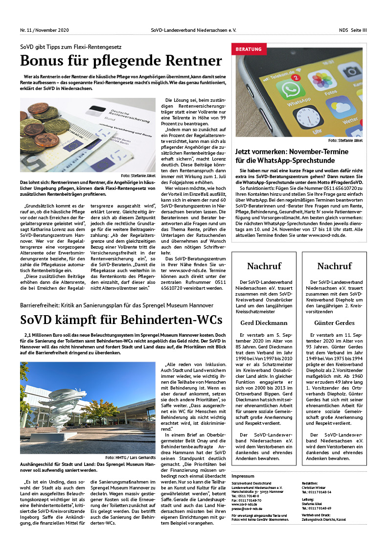 SoVD Zeitung; Ausgabe Nr.11/November 2020 - Seite 3