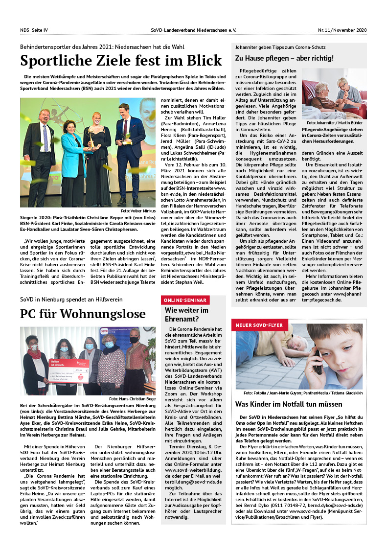 SoVD Zeitung; Ausgabe Nr.11/November 2020 - Seite 4