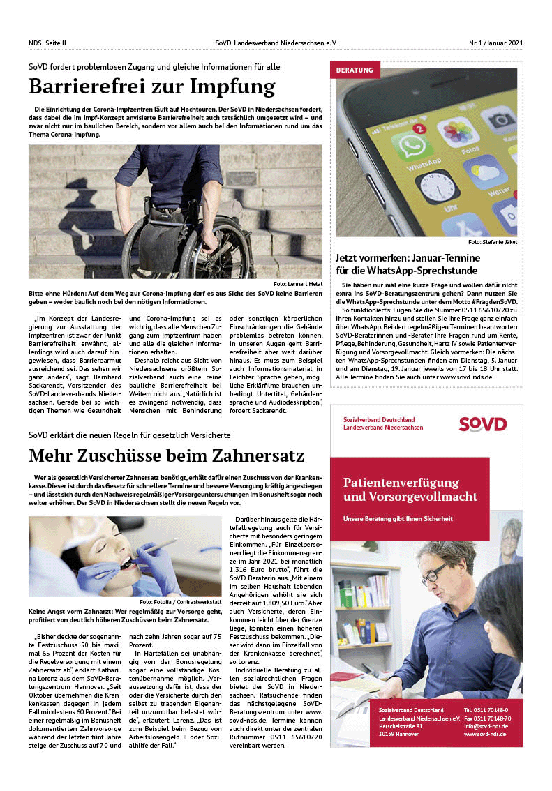 SoVD Zeitung; Ausgabe Nr.1/Januar 2021 - Seite 2