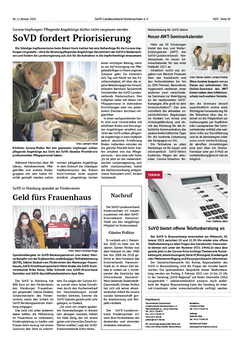 SoVD Zeitung; Ausgabe Nr.1/Januar 2021 - Seite 3