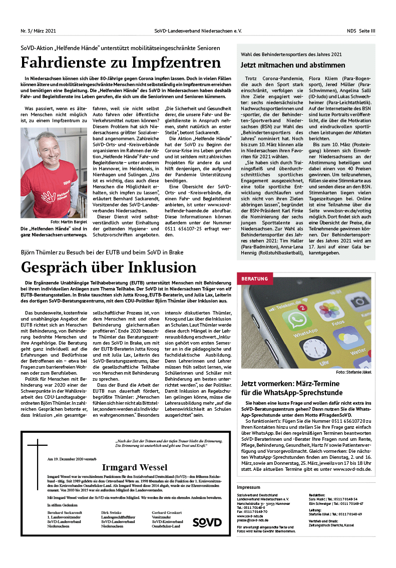 SoVD Zeitung; Ausgabe Nr.3/März 2021 - Seite 3