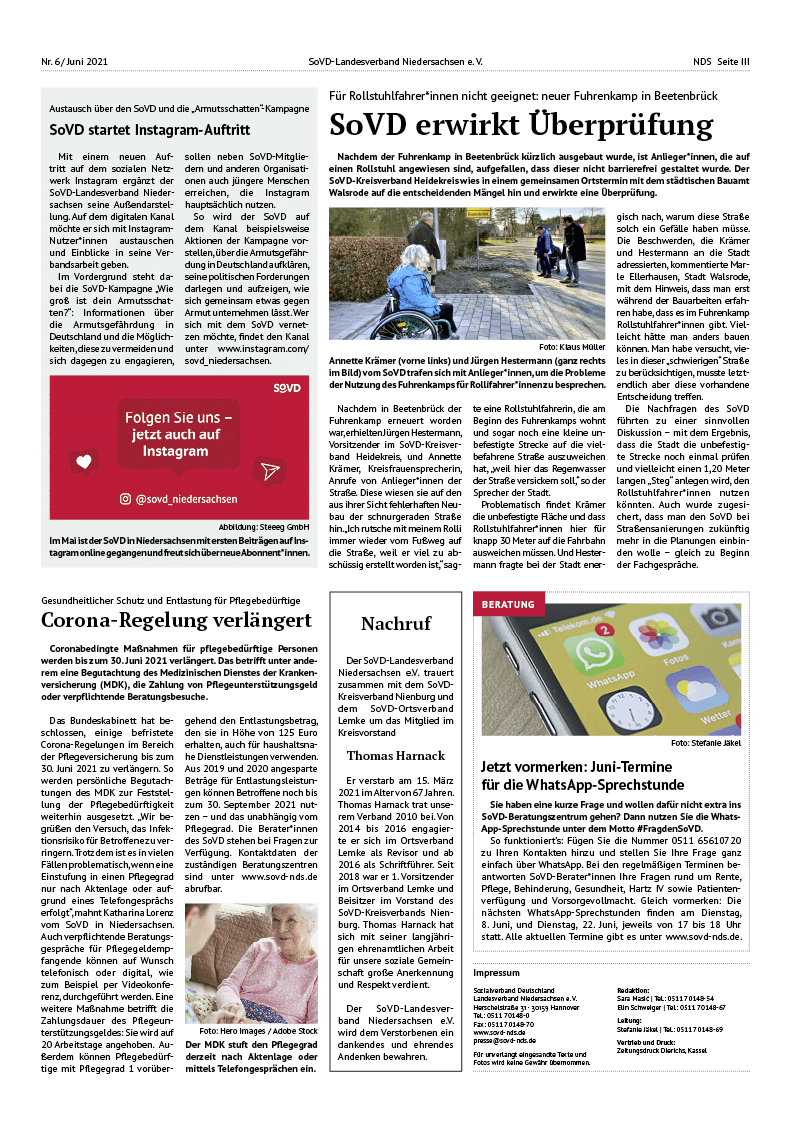 SoVD Zeitung; Ausgabe Nr.6/Juni 2021 - Seite 3