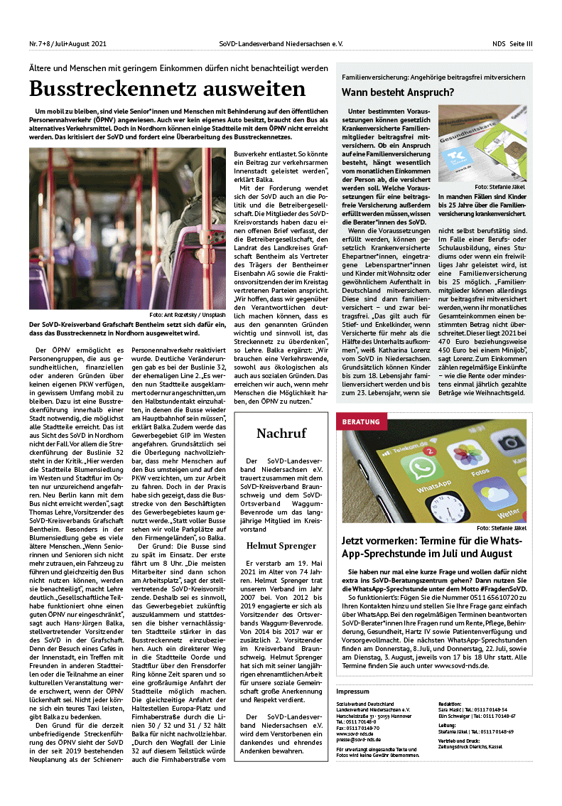 SoVD Zeitung; Ausgabe Nr.7/Juli 2021 - Seite 3