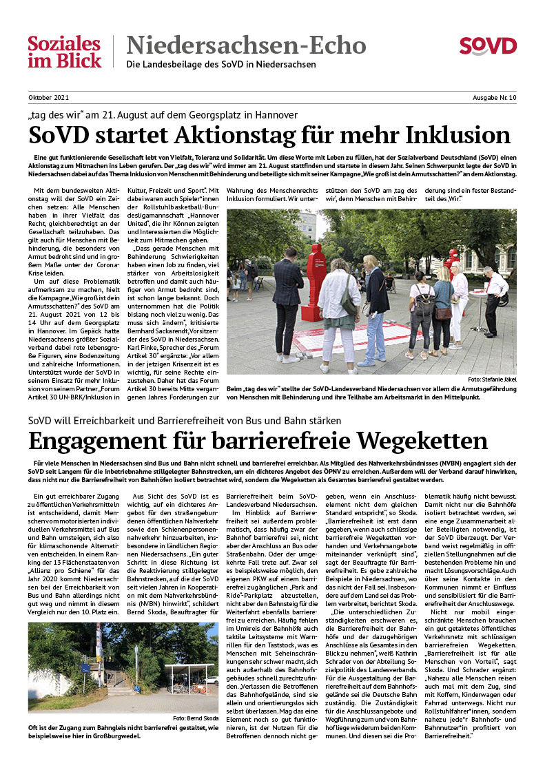 SoVD Zeitung; Ausgabe Nr.10/Oktober 2021 - Seite 1