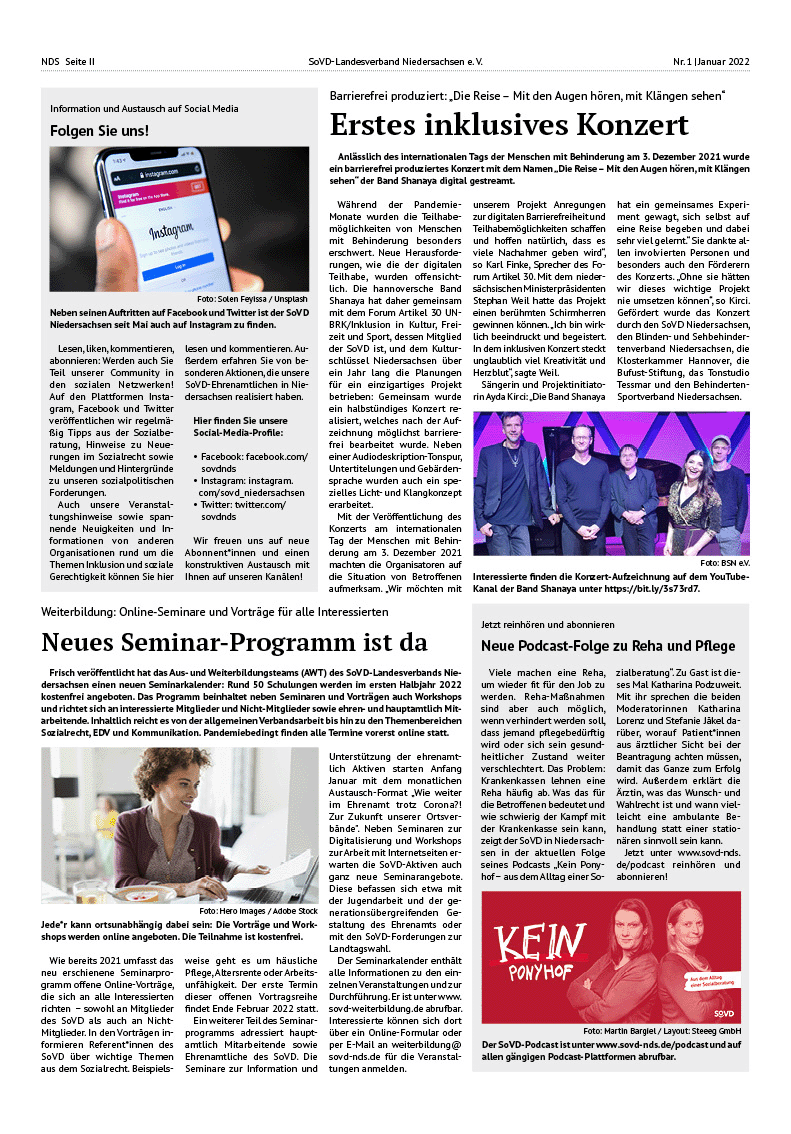 SoVD Zeitung; Ausgabe Nr.1/Januar 2022 - Seite 2