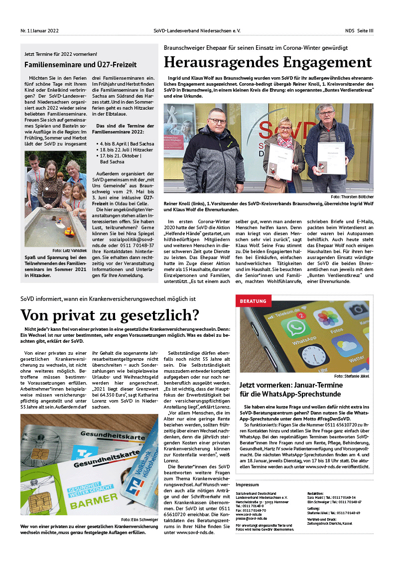 SoVD Zeitung; Ausgabe Nr.1/Januar 2022 - Seite 3