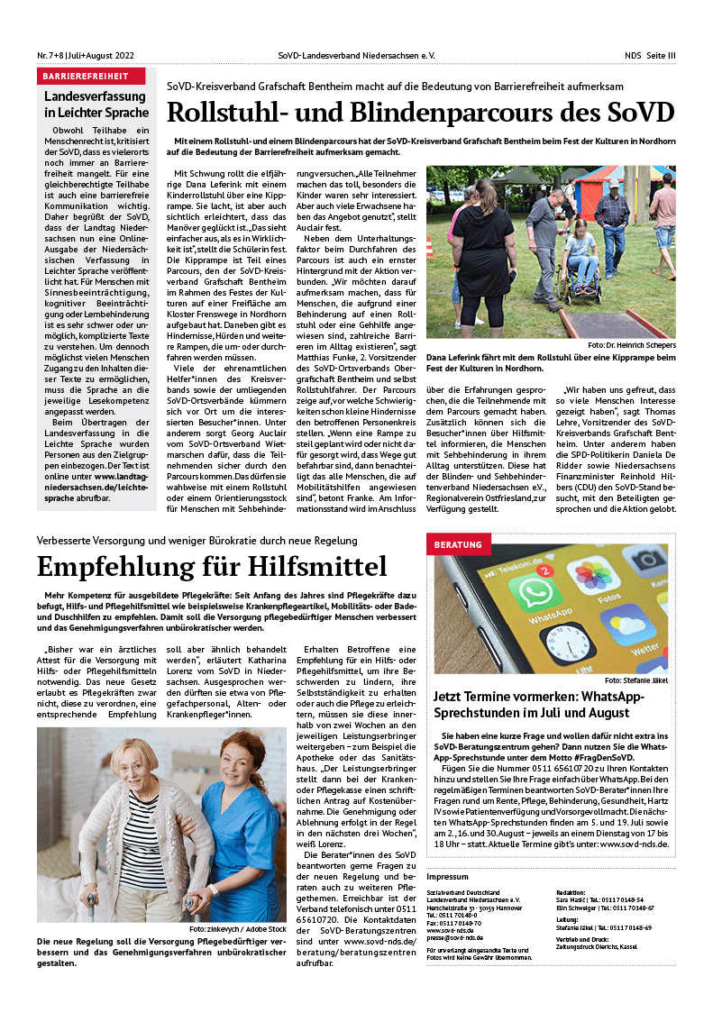 SoVD Zeitung; Ausgabe Nr.7/Juli 2022 - Seite 3