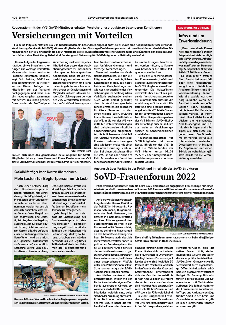 SoVD Zeitung; Ausgabe Nr.9/September 2022 - Seite 4