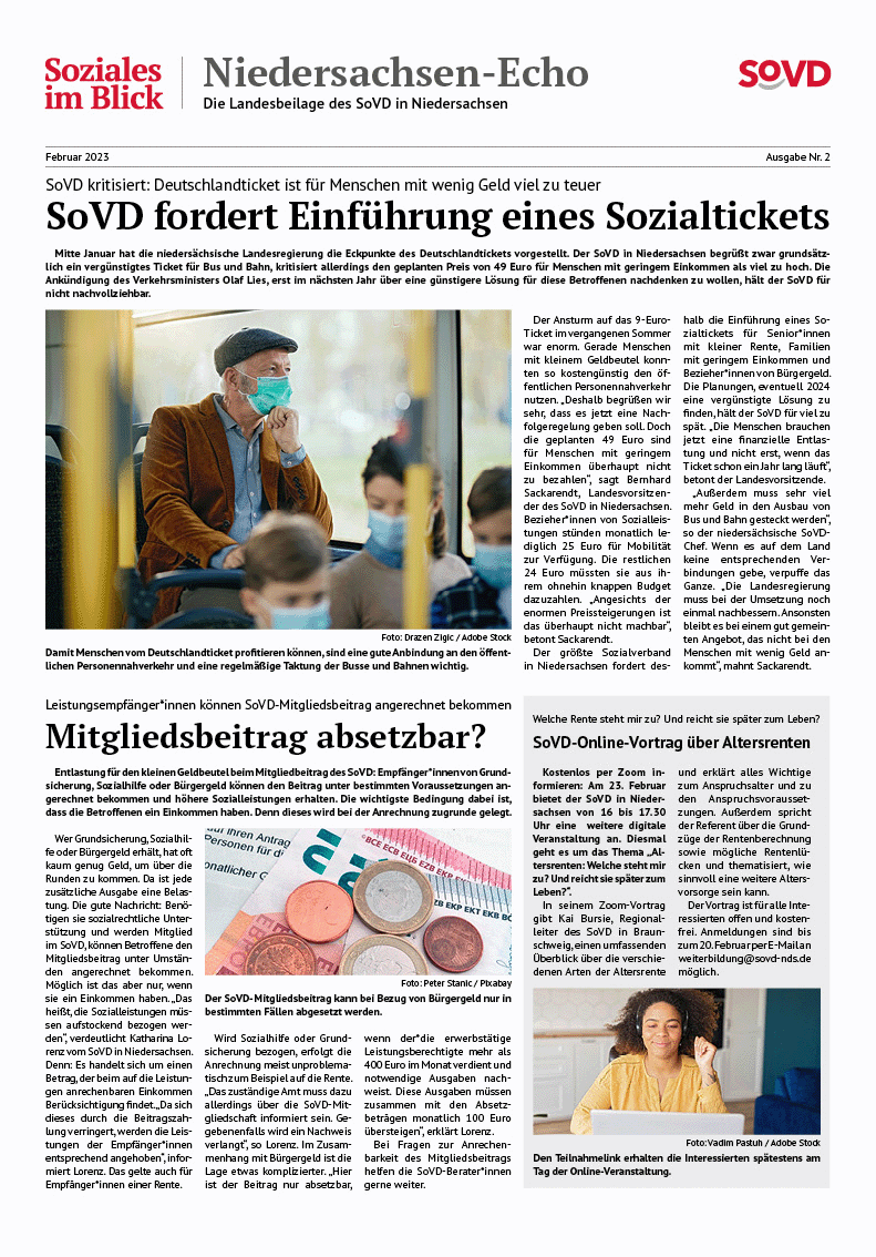 SoVD Zeitung; Ausgabe Nr.2/Februar 2023 - Gesamt
