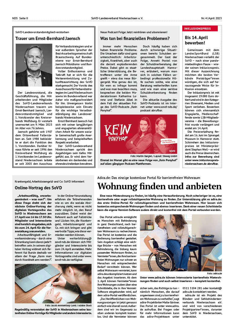 SoVD Zeitung; Ausgabe Nr.4/April 2023 - Seite 2