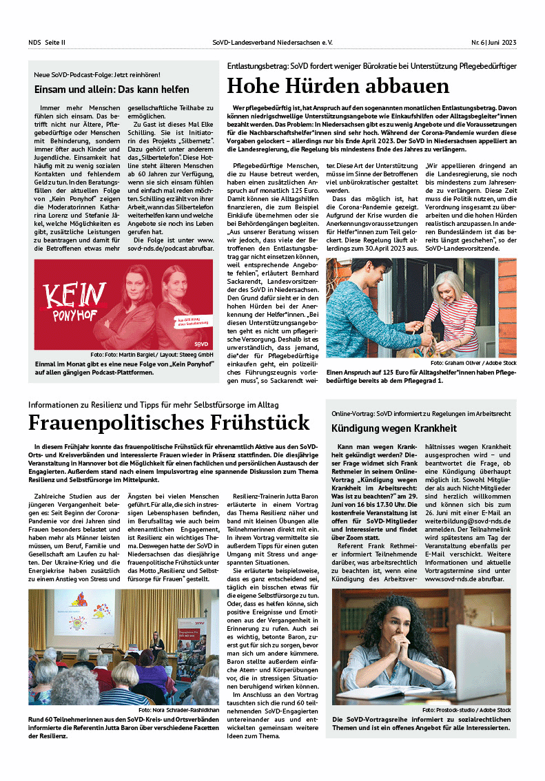 SoVD Zeitung; Ausgabe Nr.6/Juni 2023 - Seite 2