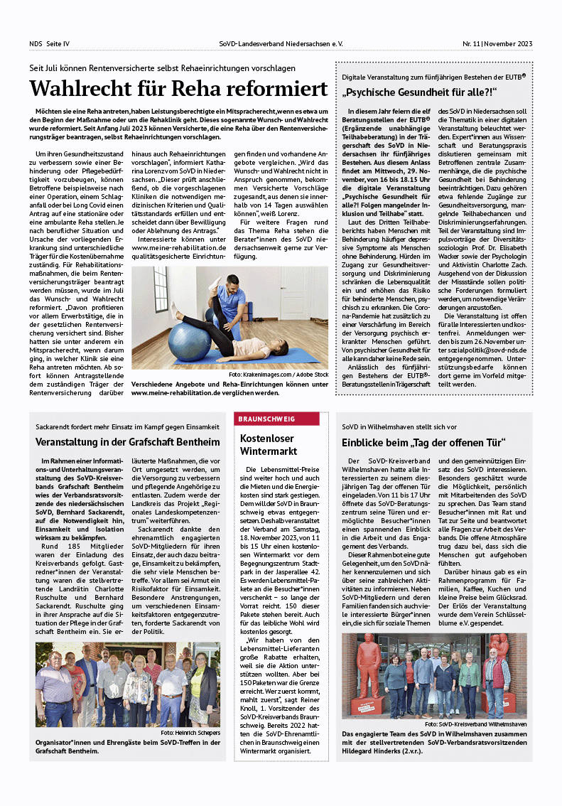 SoVD Zeitung; Ausgabe Nr.11/November 2023 - Seite 4
