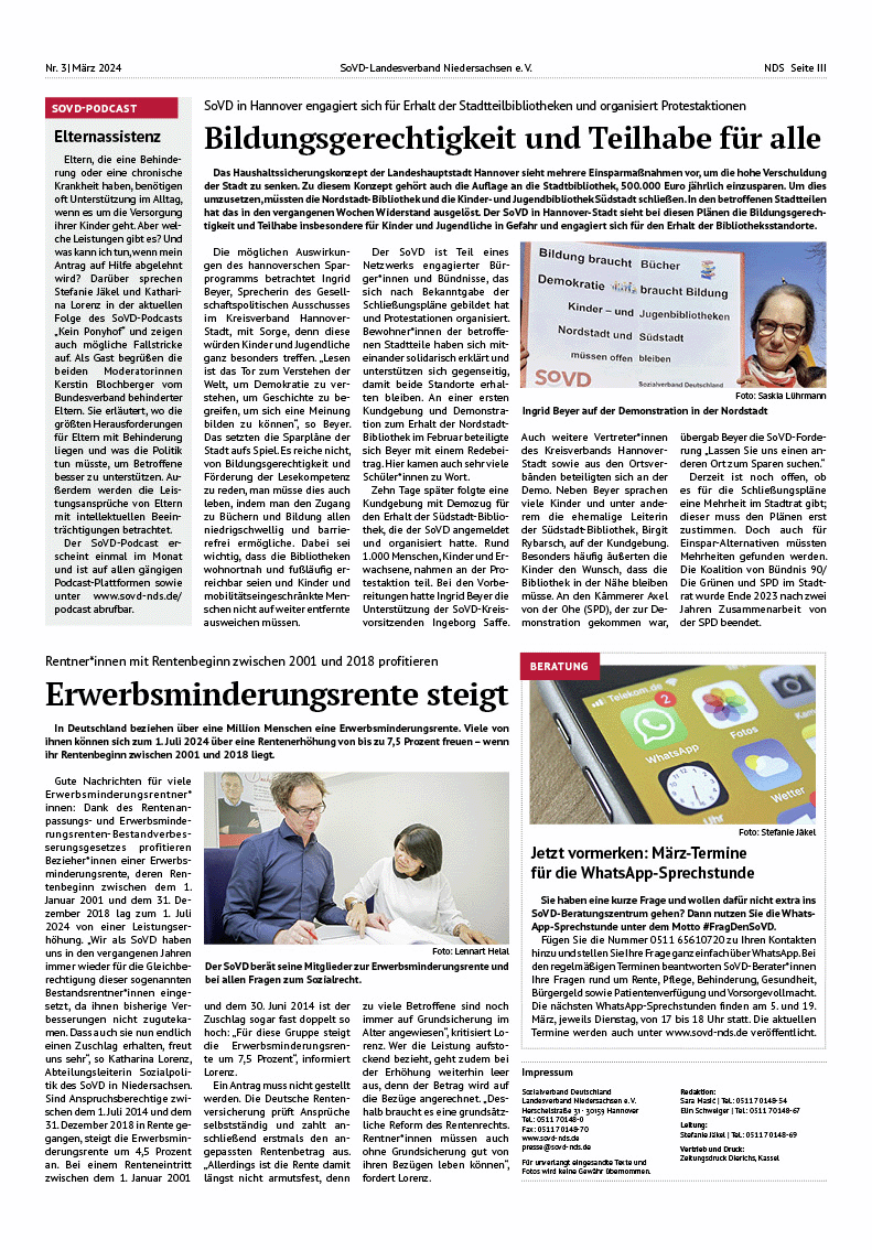 SoVD Zeitung; Ausgabe Nr.3/März 2024 - Seite 3
